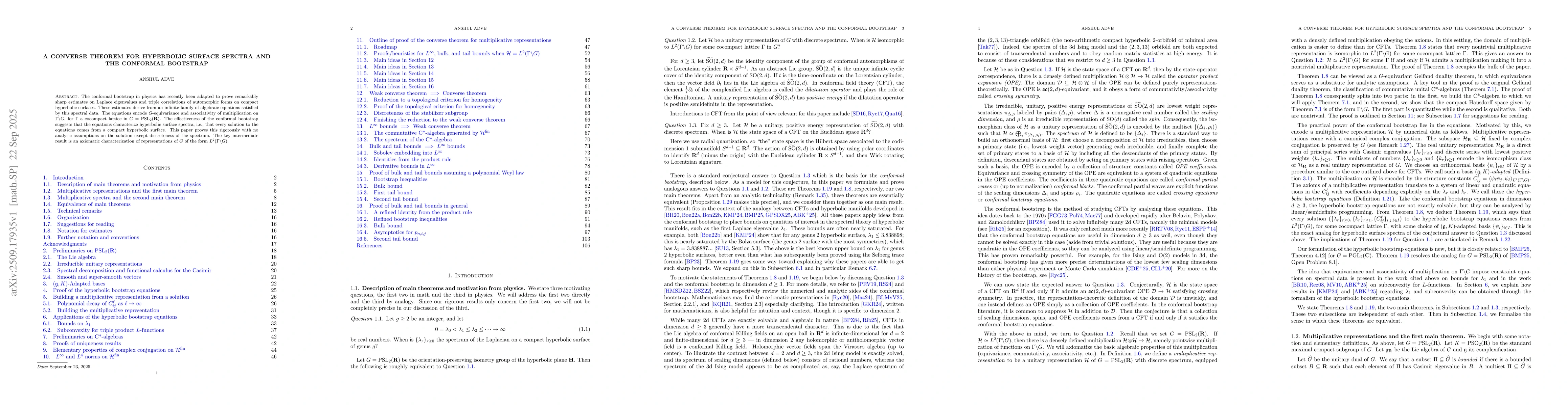Thumbnail for A converse theorem for hyperbolic surface spectra and the conformal
  bootstrap