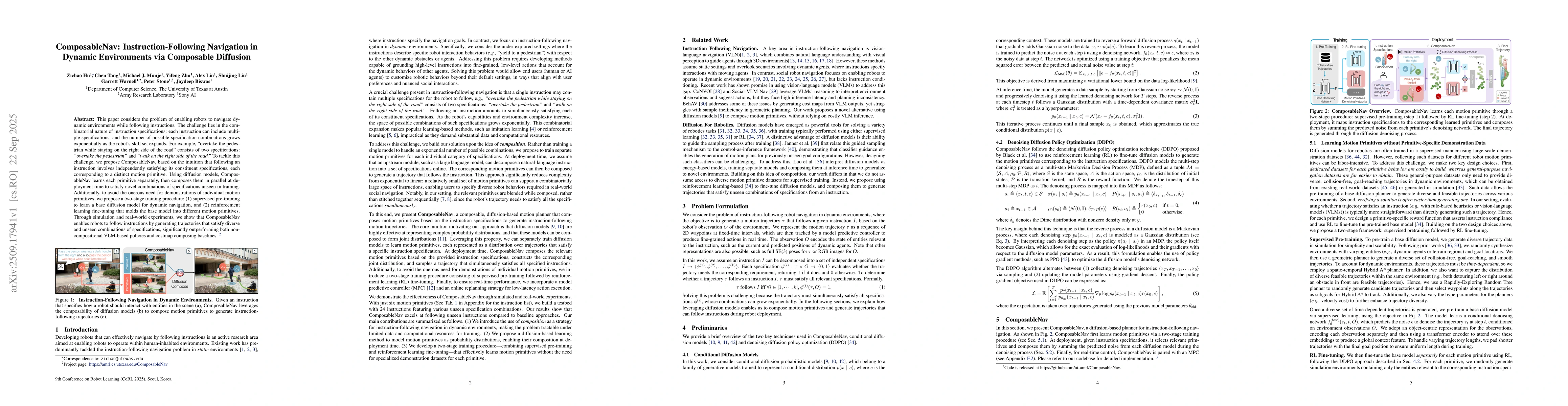 Thumbnail for ComposableNav: Instruction-Following Navigation in Dynamic Environments
  via Composable Diffusion