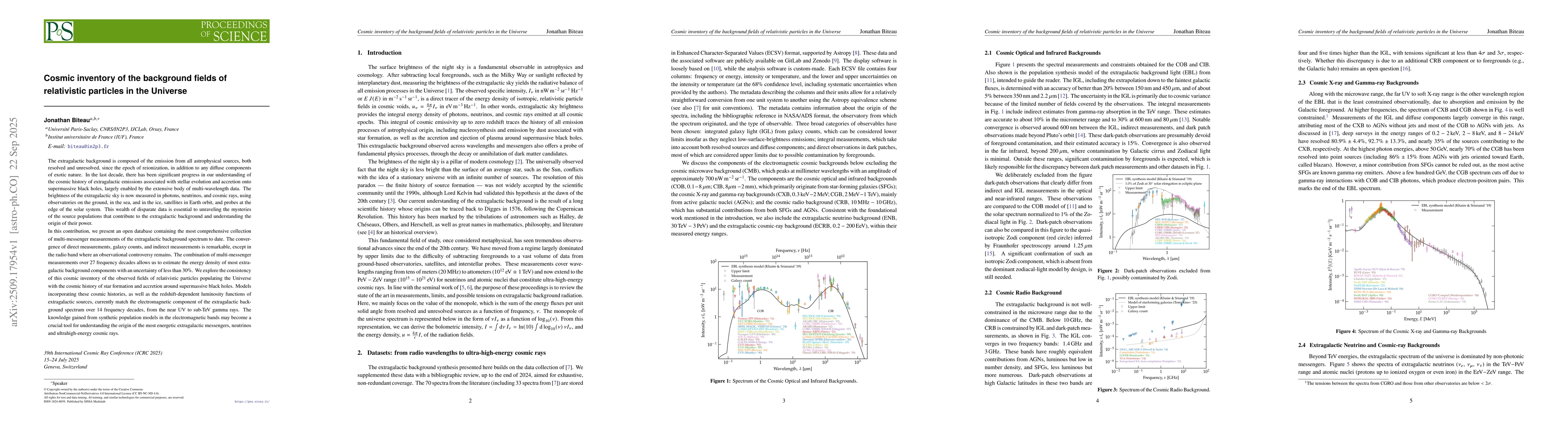 Thumbnail for Cosmic inventory of the background fields of relativistic particles in
  the Universe