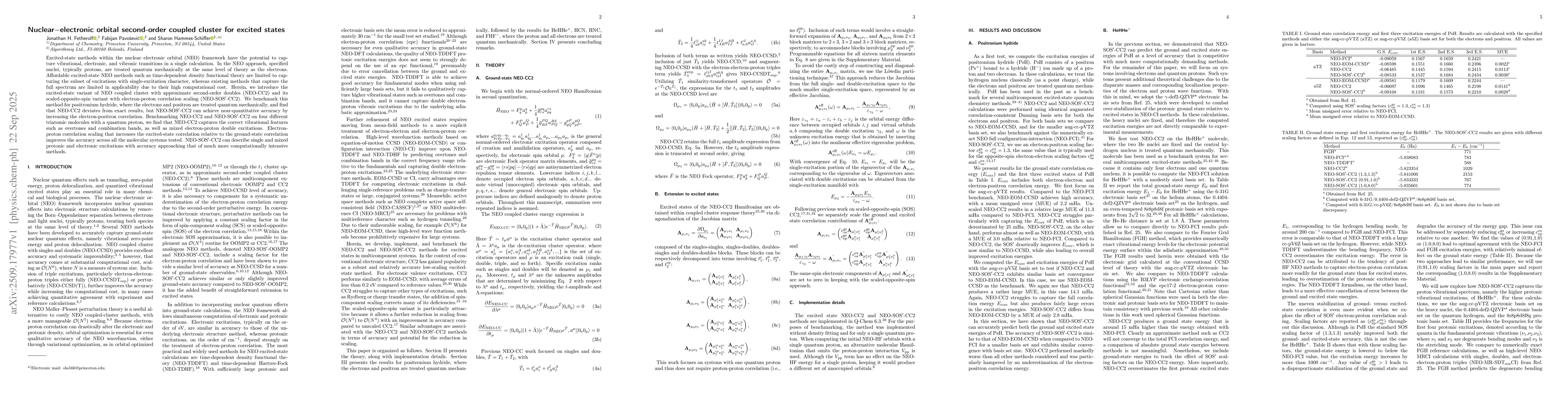 Thumbnail for Nuclear-electronic orbital second-order coupled cluster for excited
  states