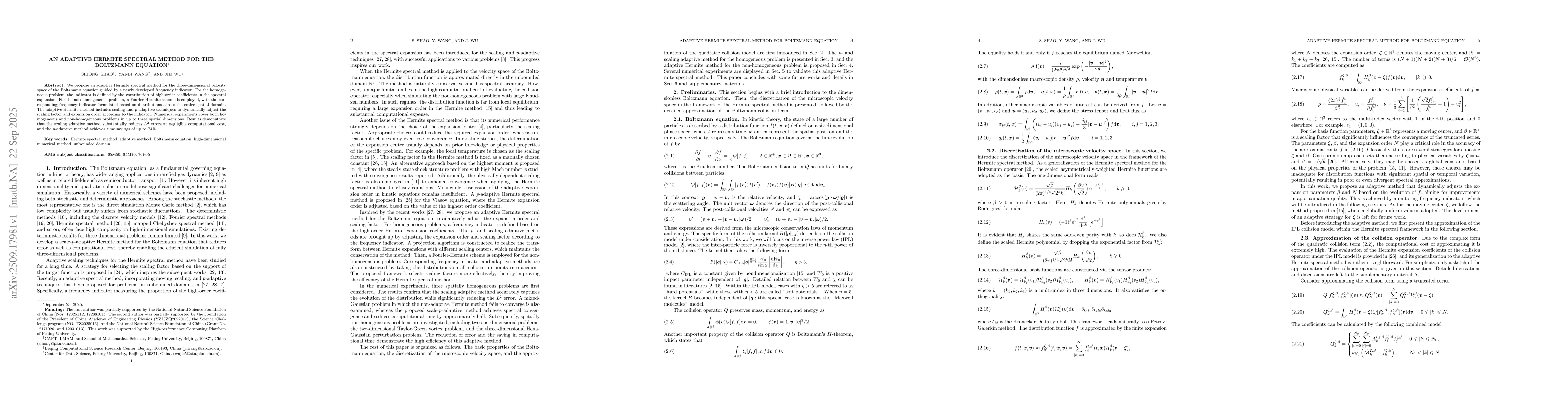 Thumbnail for An adaptive Hermite spectral method for the Boltzmann equation