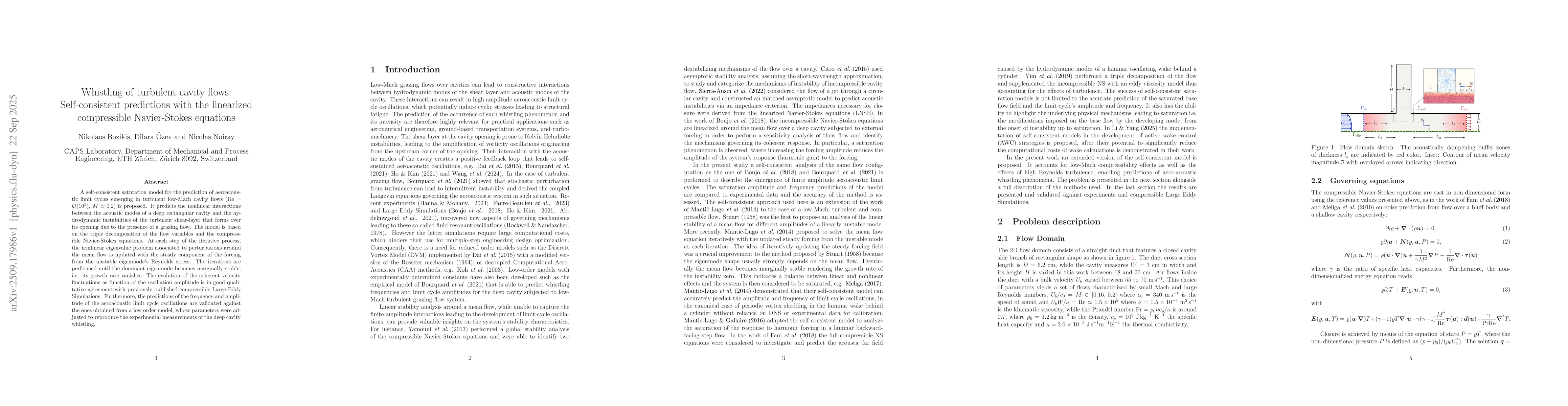 Thumbnail for Whistling of turbulent cavity flows: Self-consistent predictions with
  the linearized compressible Navier-Stokes equations