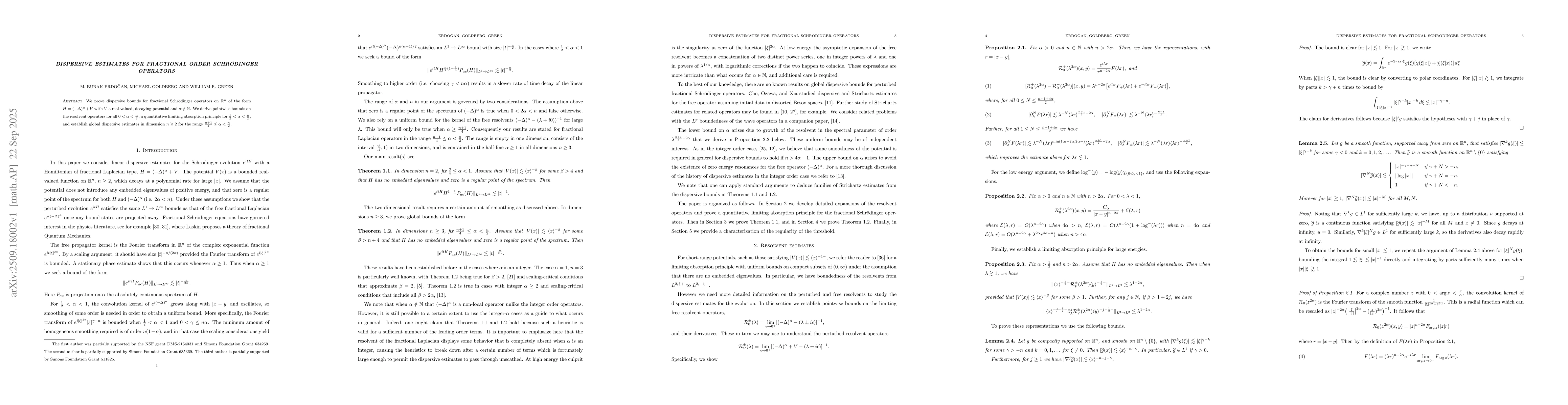 Thumbnail for Dispersive estimates for fractional order Schrödinger operators