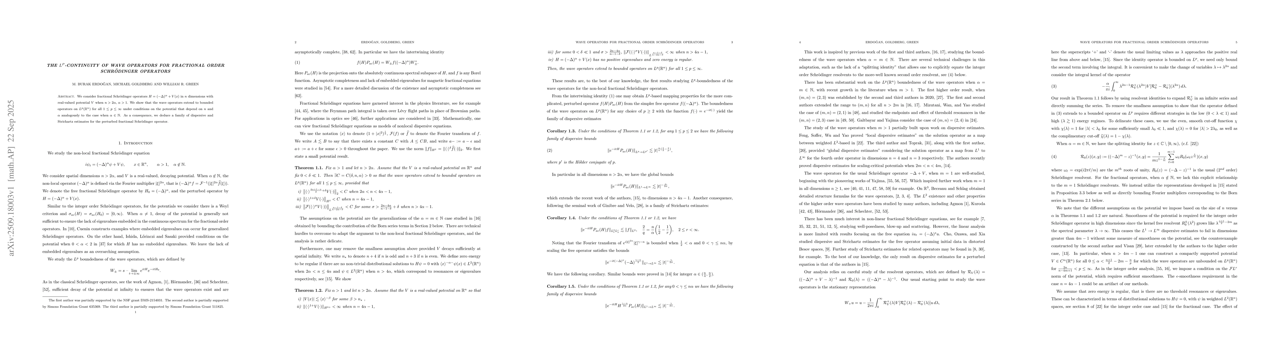 Thumbnail for The $L^p$-continuity of wave operators for fractional order
  Schrödinger operators