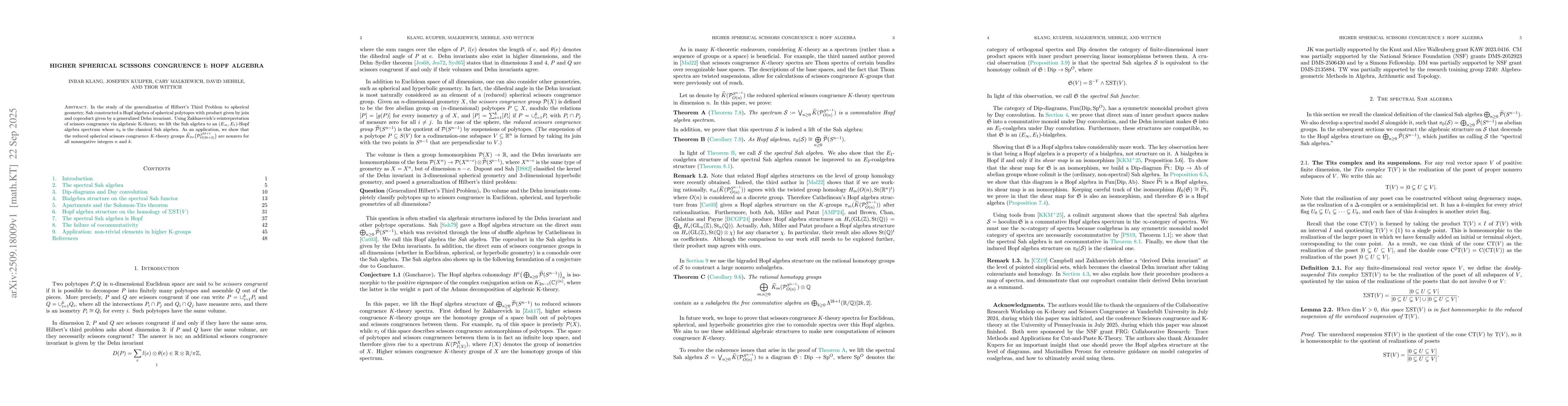Thumbnail for Higher Spherical Scissors Congruence I: Hopf Algebra