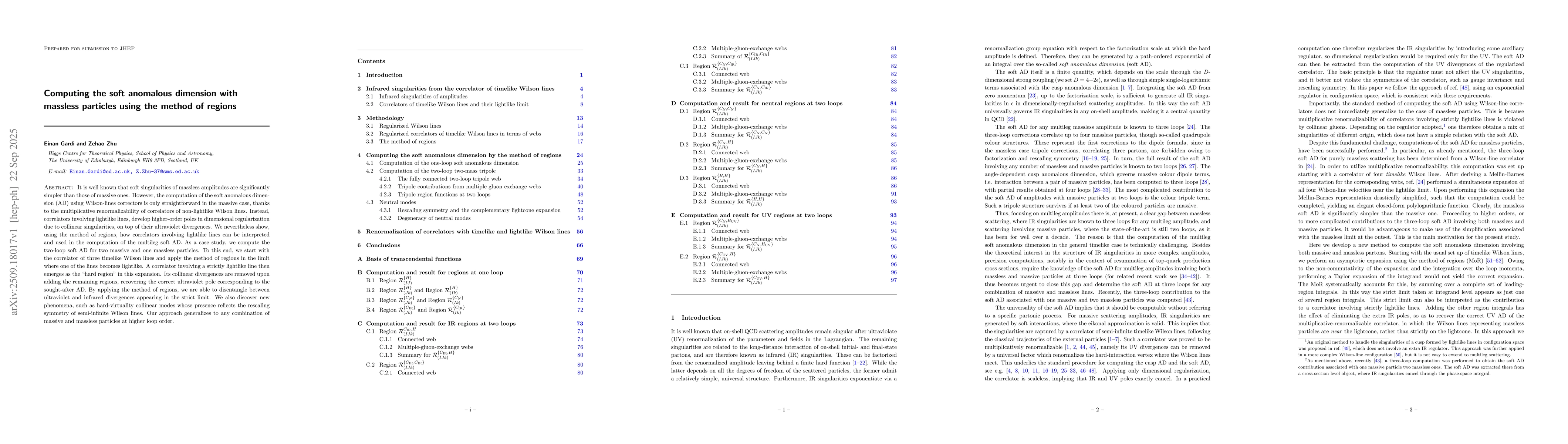 Thumbnail for Computing the soft anomalous dimension with massless particles using the
  method of regions