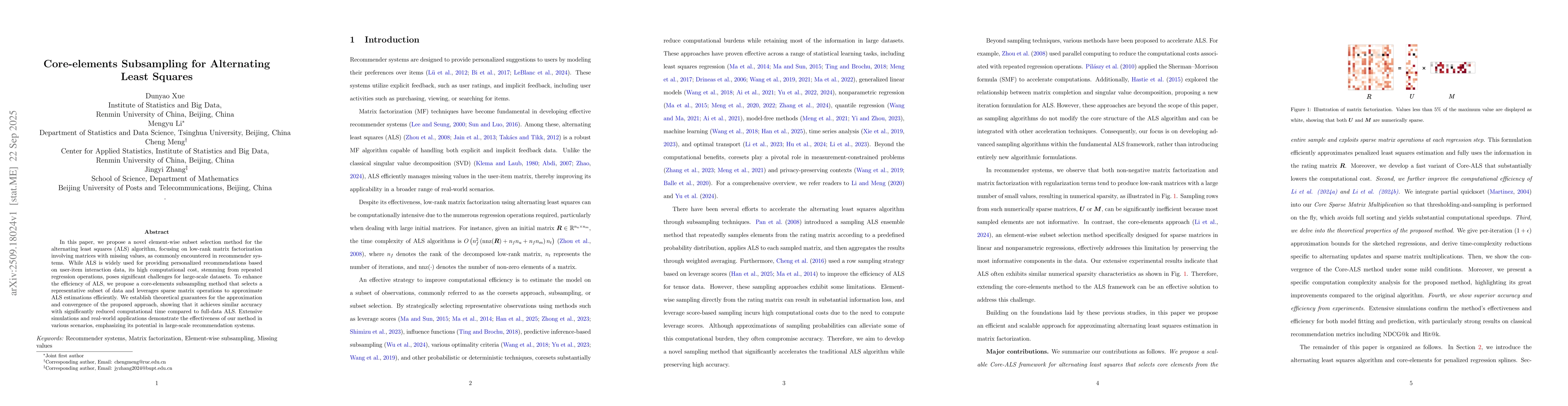 Thumbnail for Core-elements Subsampling for Alternating Least Squares