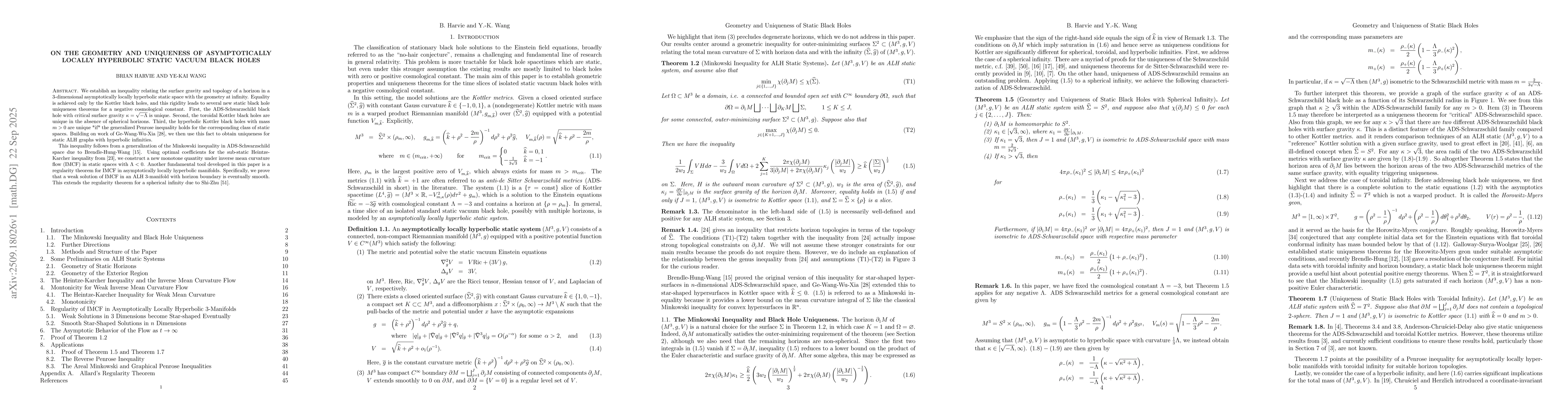 Thumbnail for On the geometry and uniqueness of asymptotically locally hyperbolic
  static vacuum black holes