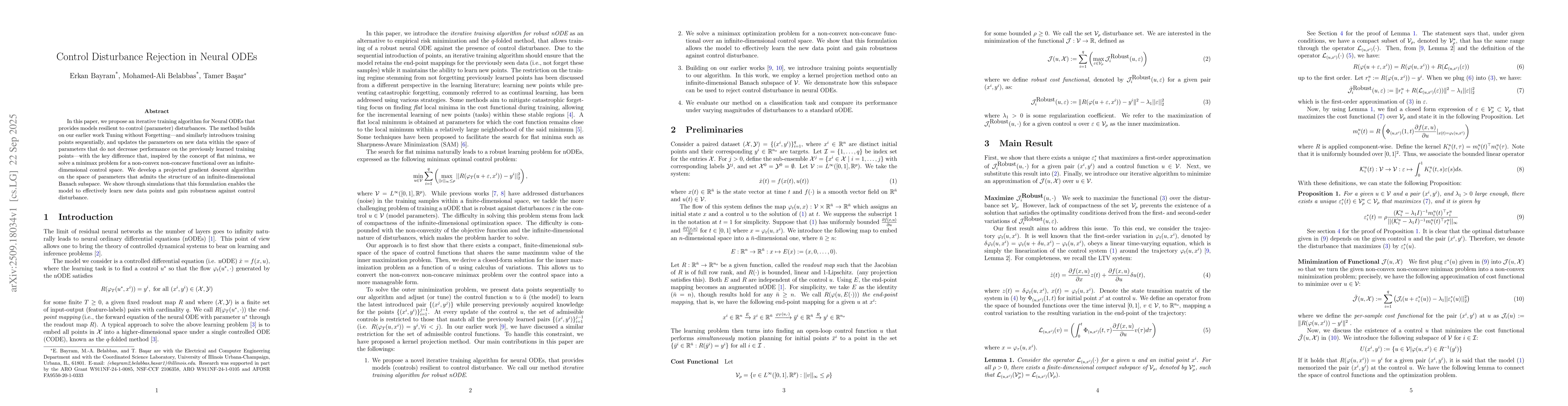 Thumbnail for Control Disturbance Rejection in Neural ODEs