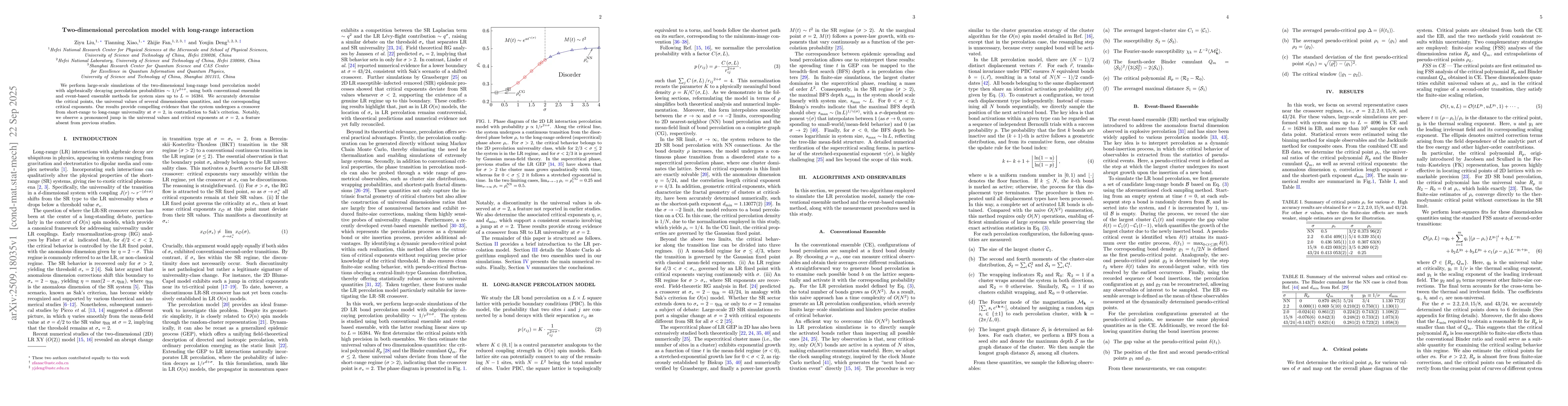 Thumbnail for Two-dimensional percolation model with long-range interaction