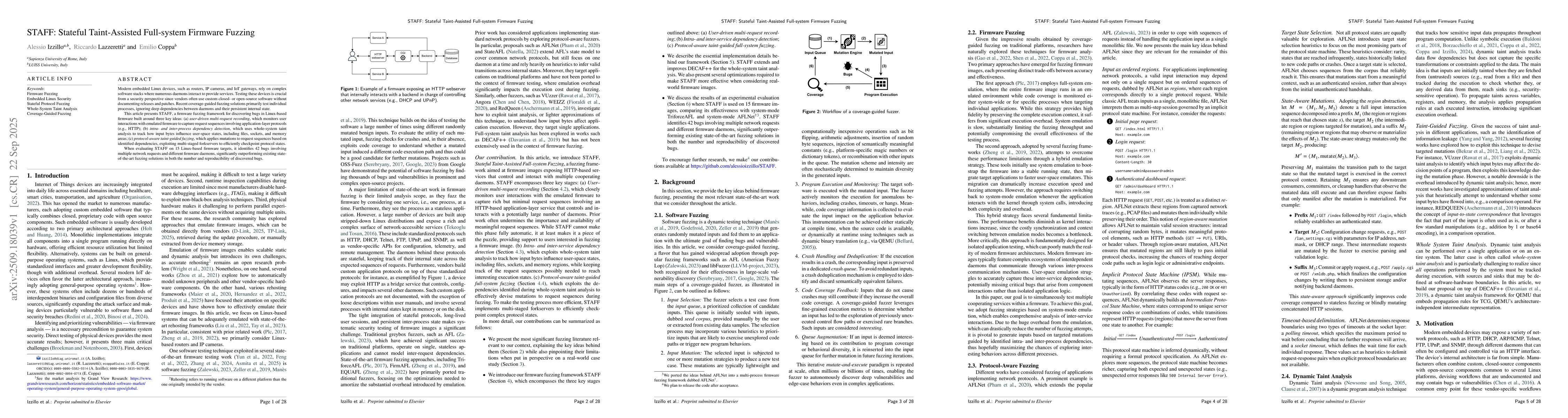 Thumbnail for STAFF: Stateful Taint-Assisted Full-system Firmware Fuzzing