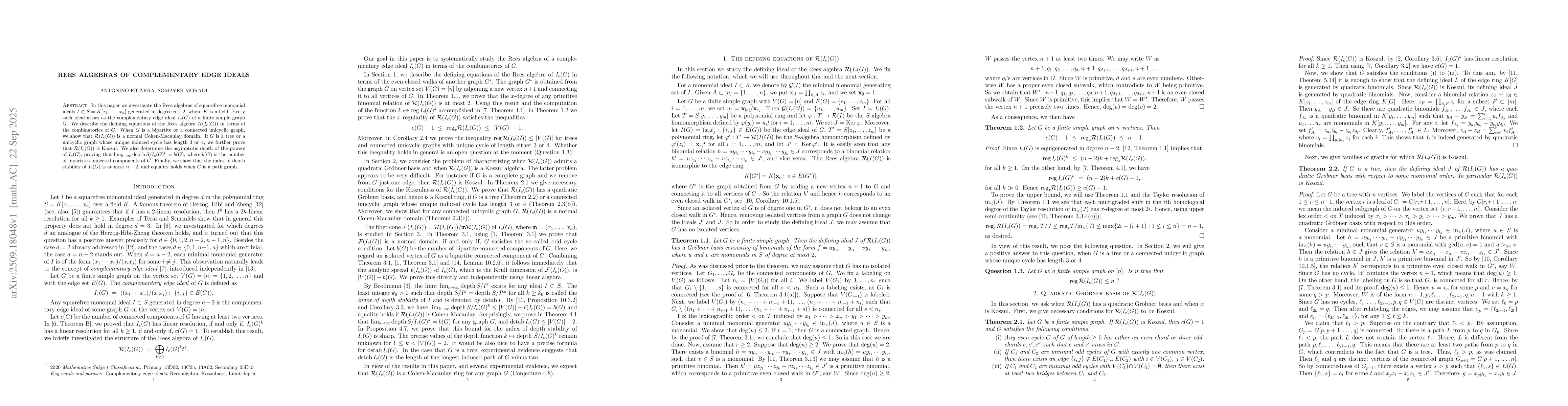 Thumbnail for Rees algebras of complementary edge ideals