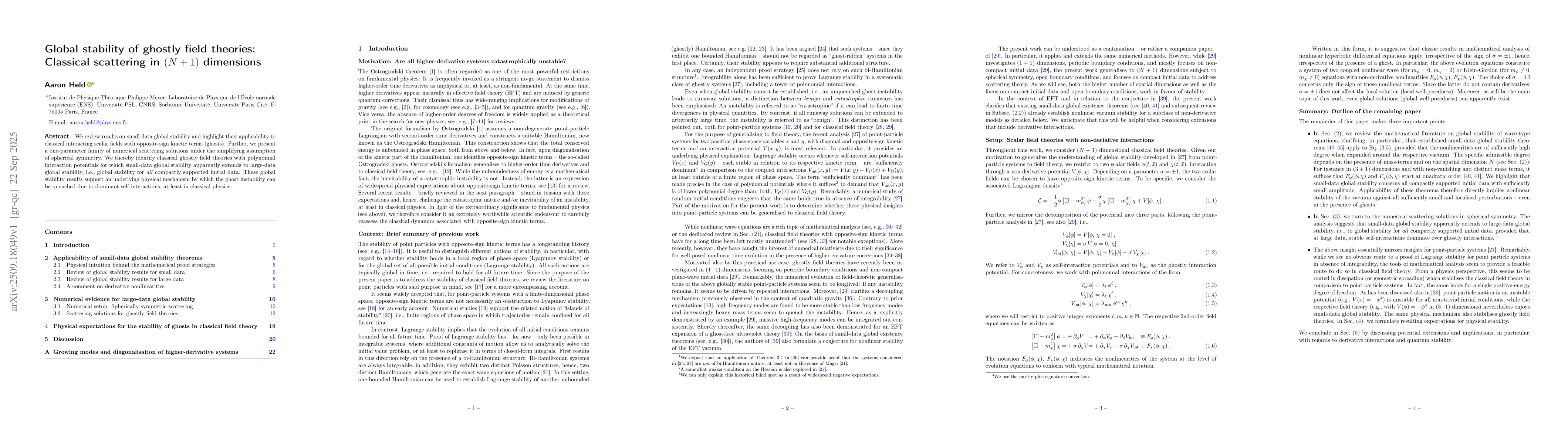 Thumbnail for Global stability of ghostly field theories: Classical scattering in
  $(N+1)$ dimensions