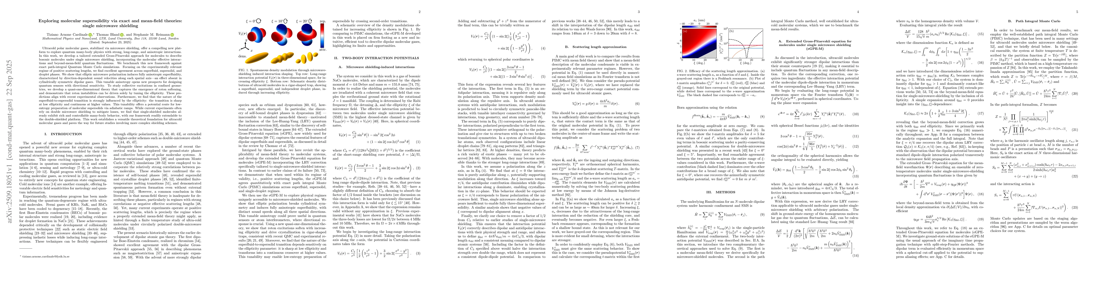 Thumbnail for Exploring molecular supersolidity via exact and mean-field theories:
  single microwave shielding