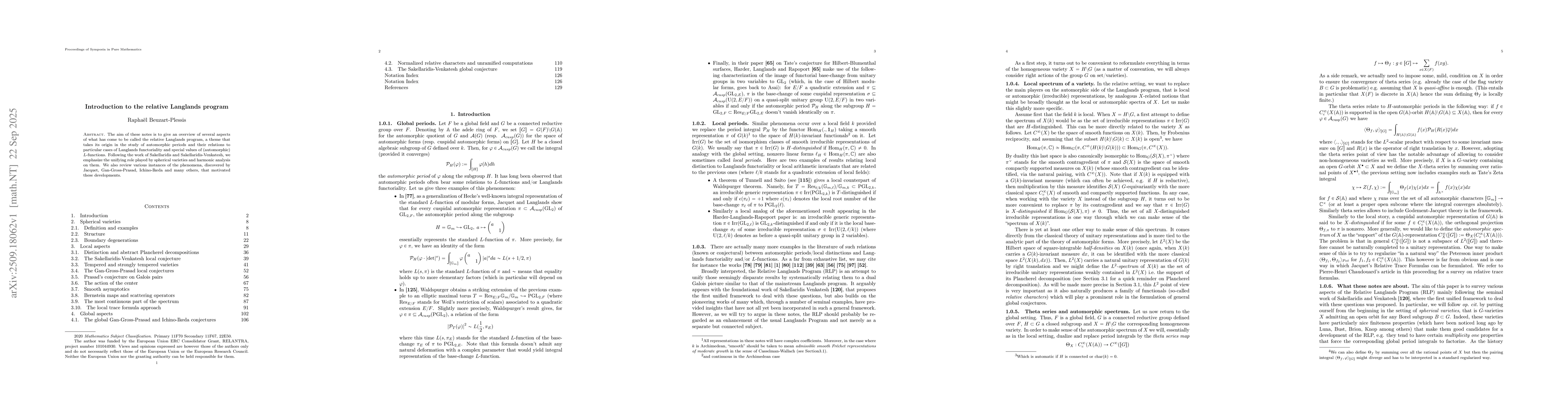 Thumbnail for Introduction to the relative Langlands program