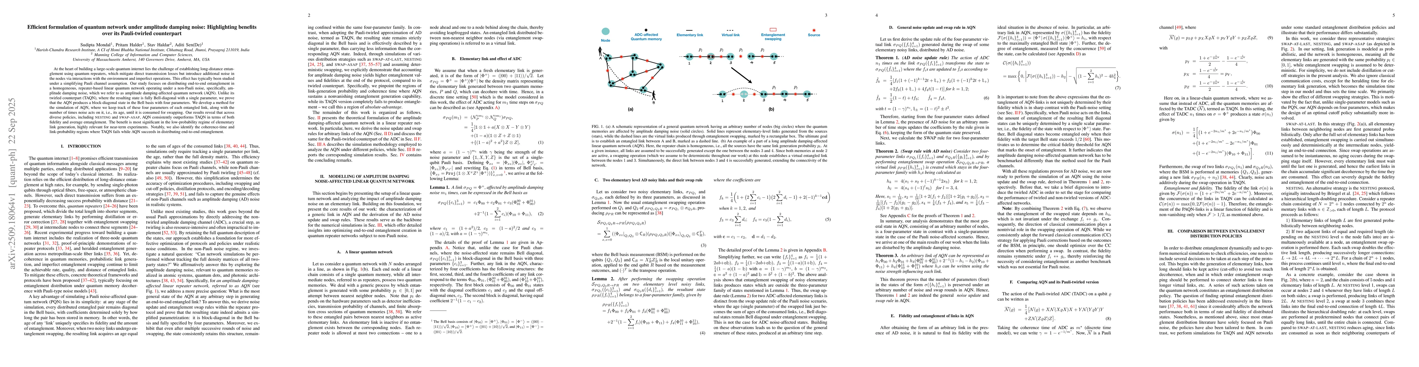 Thumbnail for Efficient formulation of quantum network under amplitude damping noise:
  Highlighting benefits over its Pauli-twirled counterpart