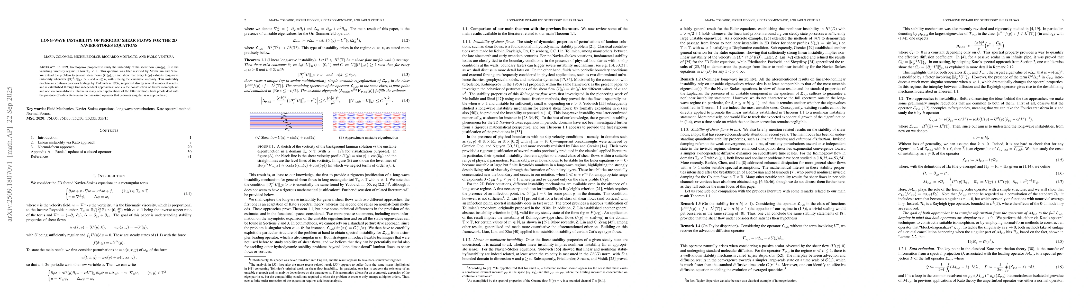 Thumbnail for Long-wave instability of periodic shear flows for the 2D Navier-Stokes
  equations
