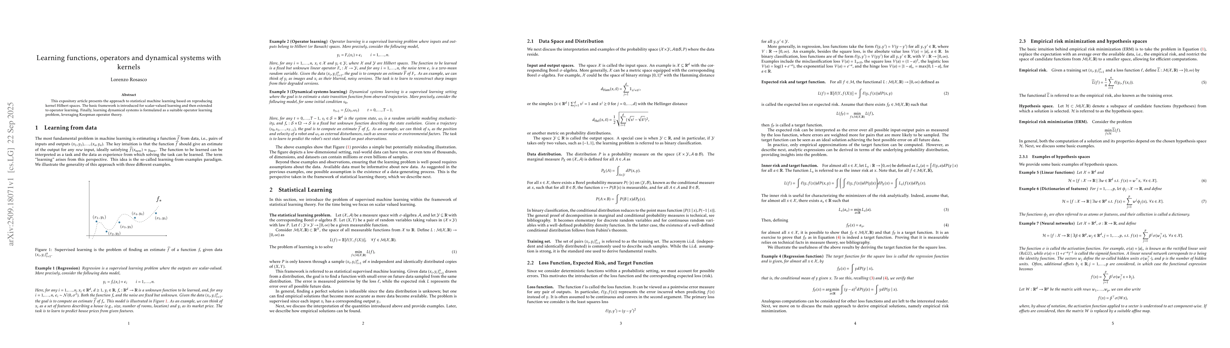 Thumbnail for Learning functions, operators and dynamical systems with kernels
