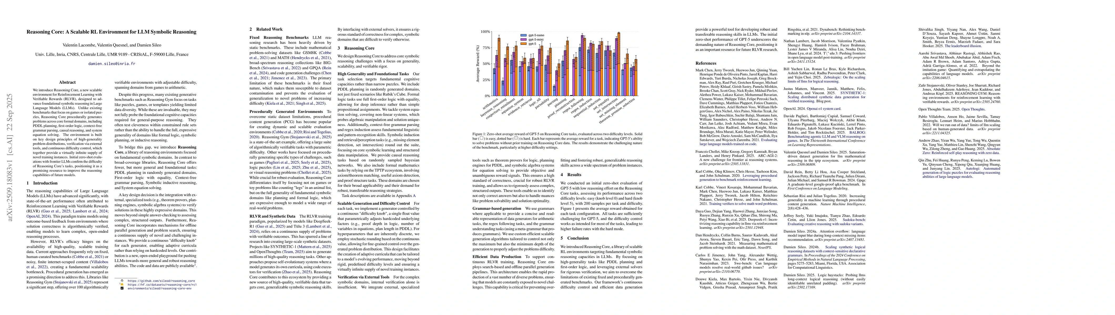 Thumbnail for Reasoning Core: A Scalable RL Environment for LLM Symbolic Reasoning