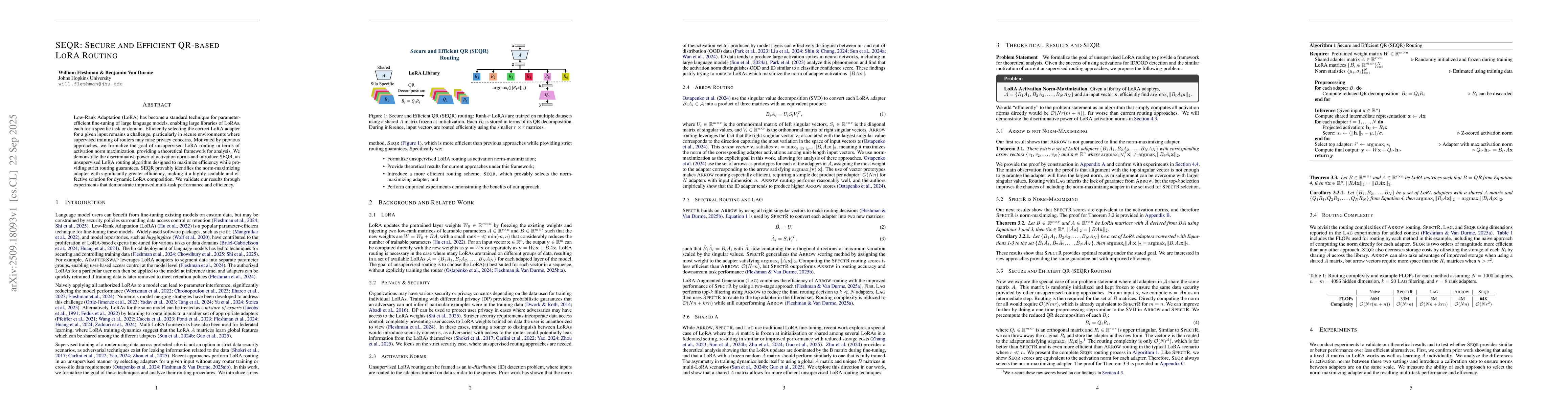 Thumbnail for SEQR: Secure and Efficient QR-based LoRA Routing