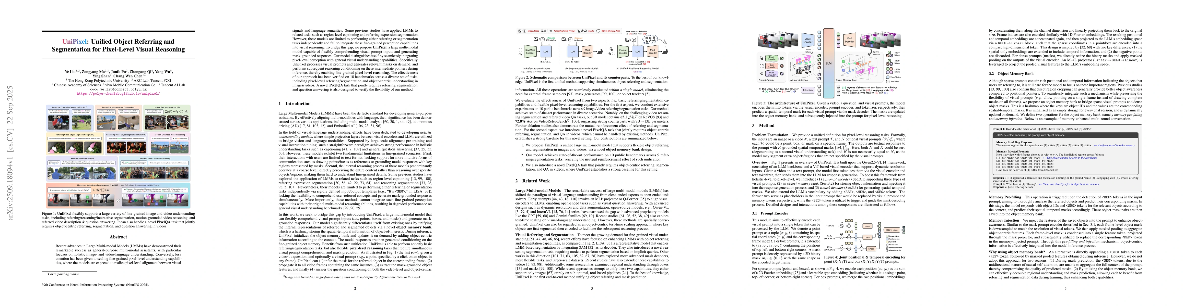 Thumbnail for UniPixel: Unified Object Referring and Segmentation for Pixel-Level
  Visual Reasoning