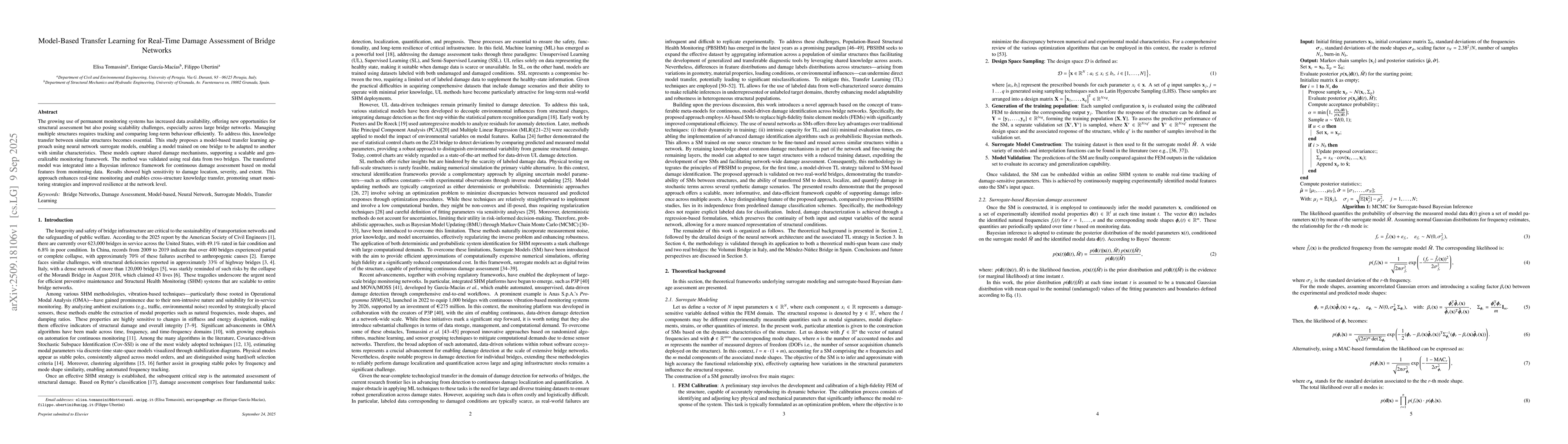 Thumbnail for Model-Based Transfer Learning for Real-Time Damage Assessment of Bridge
  Networks