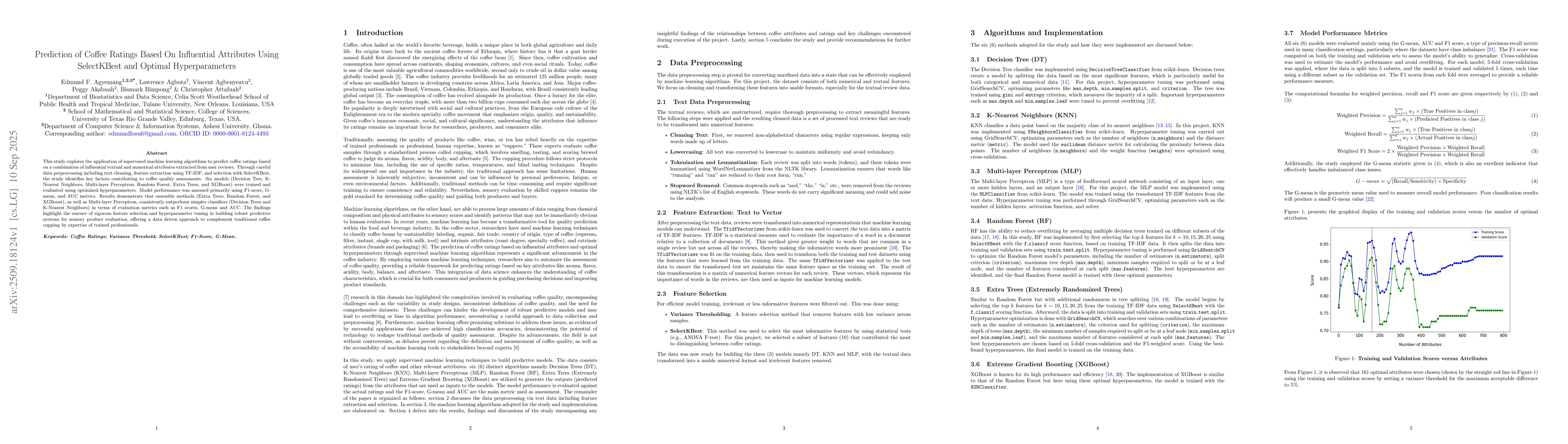 Thumbnail for Prediction of Coffee Ratings Based On Influential Attributes Using
  SelectKBest and Optimal Hyperparameters