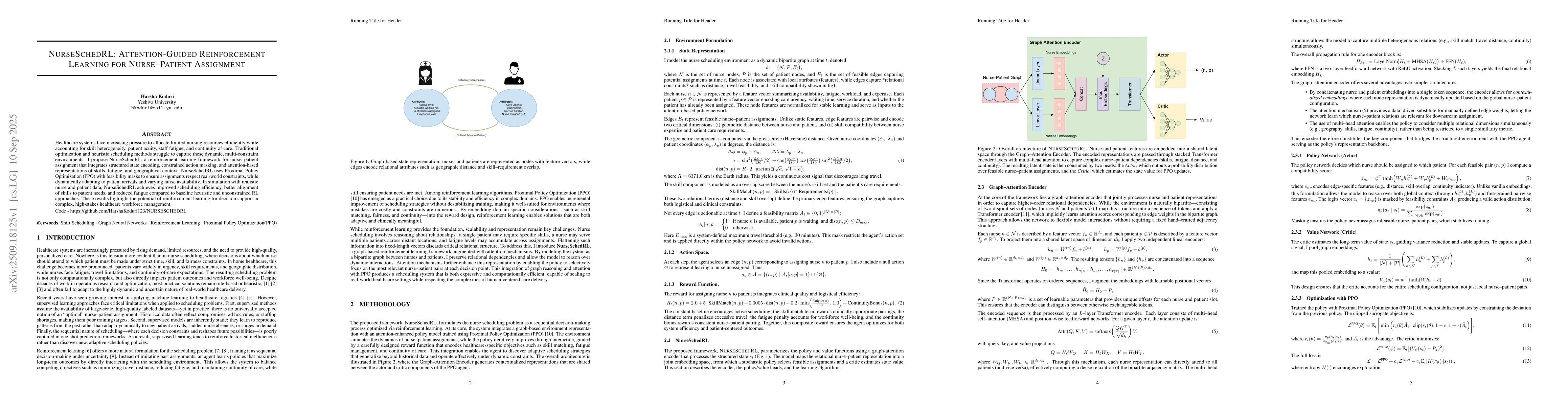 Thumbnail for NurseSchedRL: Attention-Guided Reinforcement Learning for Nurse-Patient
  Assignment