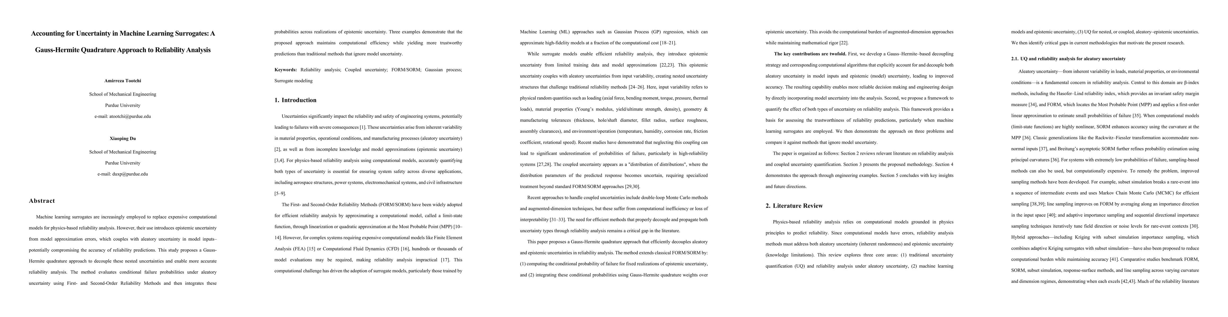 Thumbnail for Accounting for Uncertainty in Machine Learning Surrogates: A
  Gauss-Hermite Quadrature Approach to Reliability Analysis
