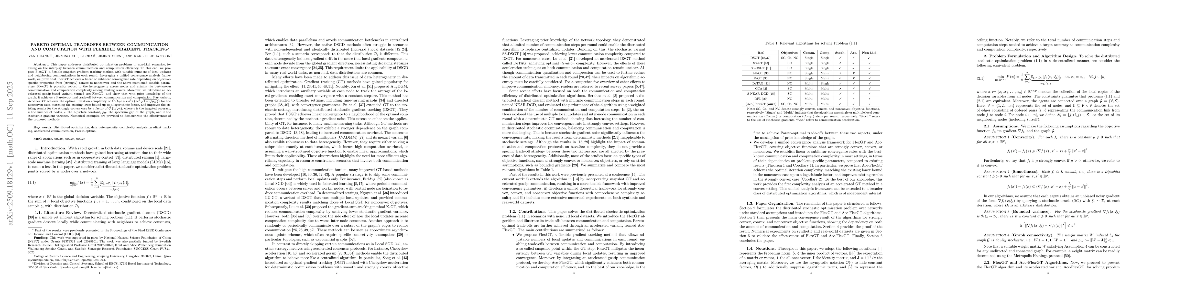 Thumbnail for Pareto-optimal Tradeoffs Between Communication and Computation with
  Flexible Gradient Tracking