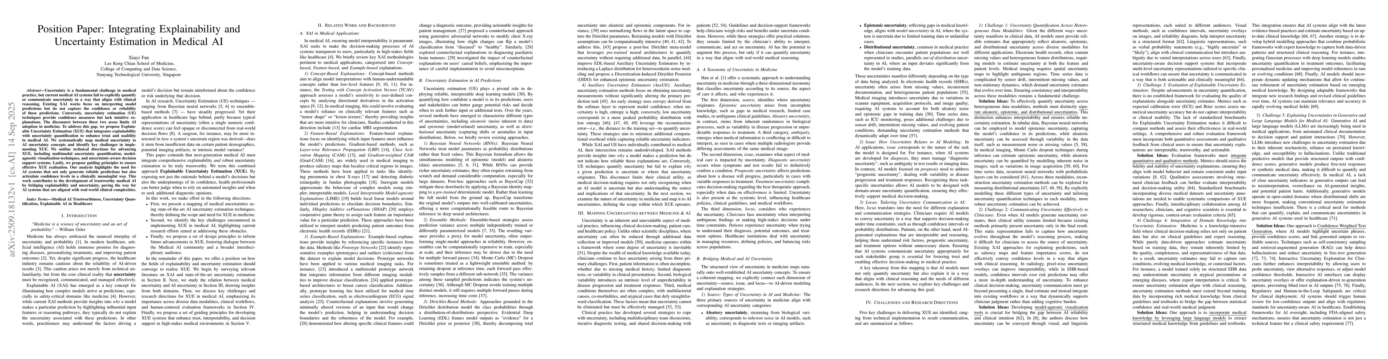 Thumbnail for Position Paper: Integrating Explainability and Uncertainty Estimation in
  Medical AI