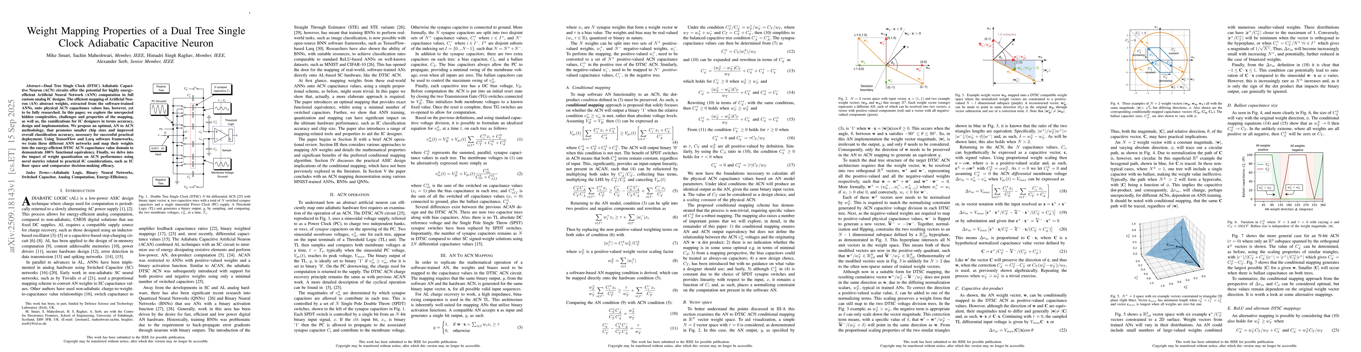 Thumbnail for Weight Mapping Properties of a Dual Tree Single Clock Adiabatic
  Capacitive Neuron