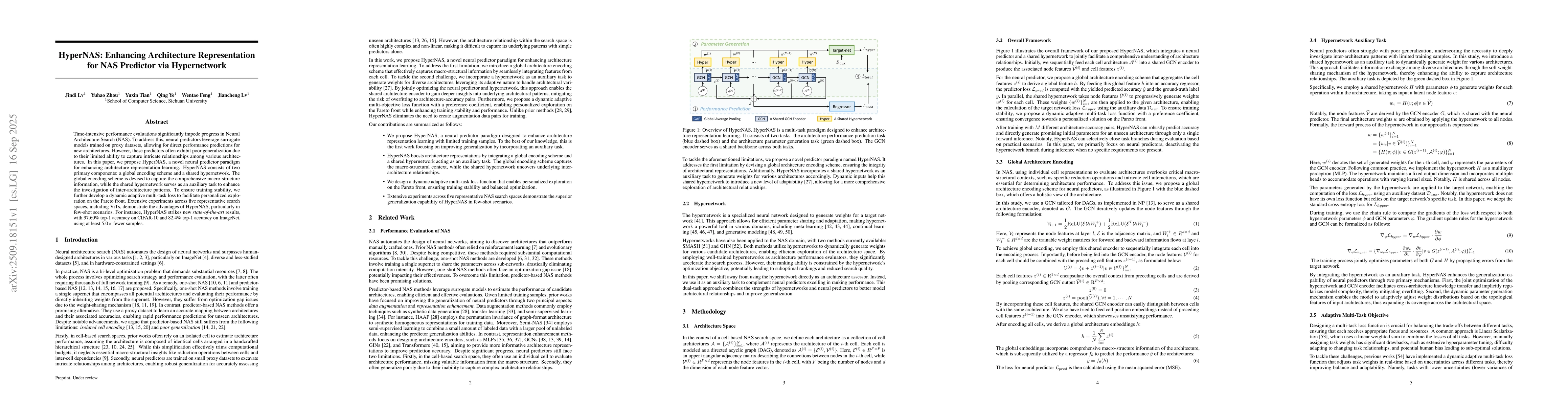 Thumbnail for HyperNAS: Enhancing Architecture Representation for NAS Predictor via
  Hypernetwork
