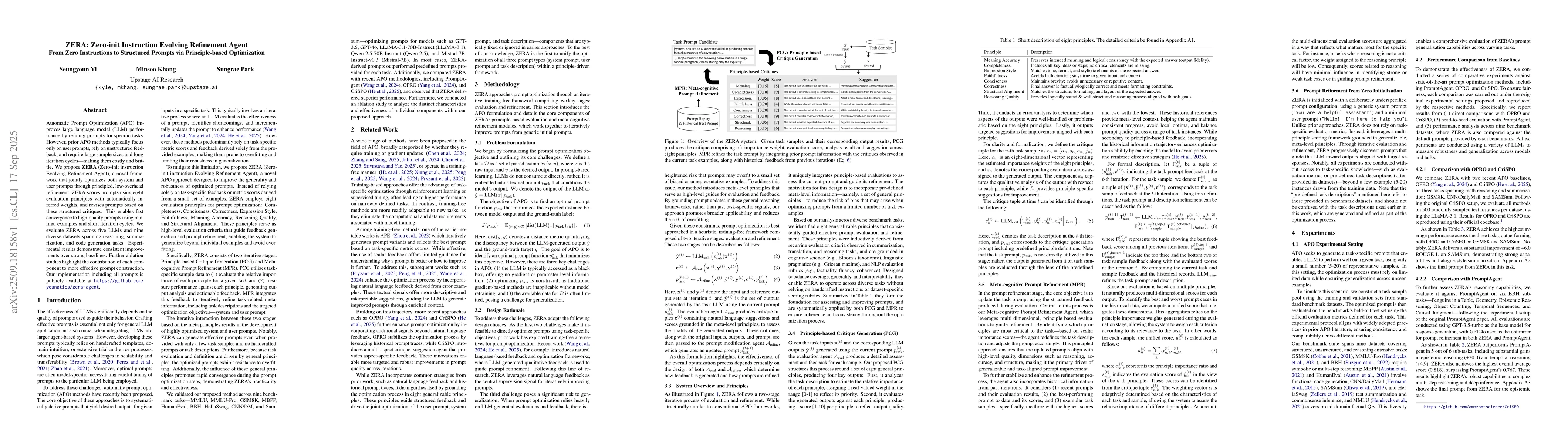 Thumbnail for ZERA: Zero-init Instruction Evolving Refinement Agent - From Zero
  Instructions to Structured Prompts via Principle-based Optimization