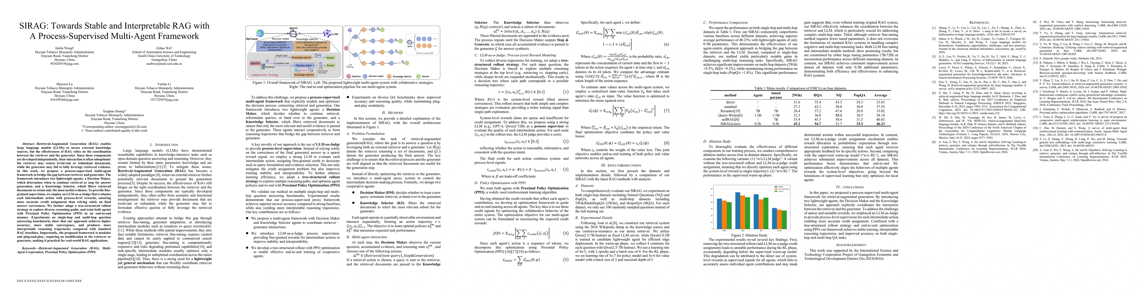 Thumbnail for SIRAG: Towards Stable and Interpretable RAG with A Process-Supervised
  Multi-Agent Framework