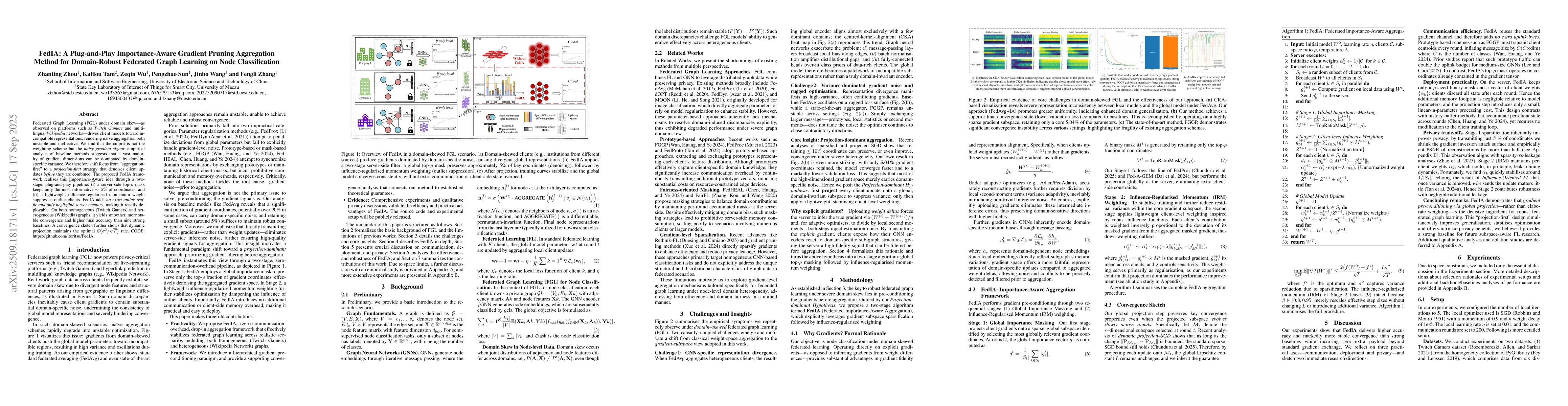 Thumbnail for FedIA: A Plug-and-Play Importance-Aware Gradient Pruning Aggregation
  Method for Domain-Robust Federated Graph Learning on Node Classification