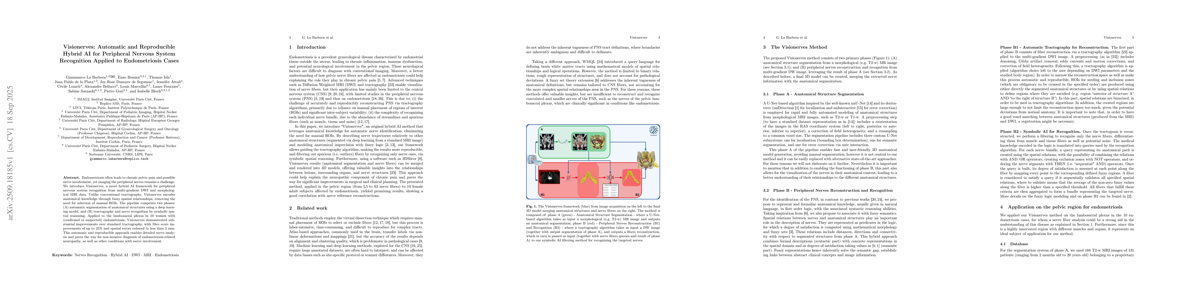 Thumbnail for Visionerves: Automatic and Reproducible Hybrid AI for Peripheral Nervous
  System Recognition Applied to Endometriosis Cases