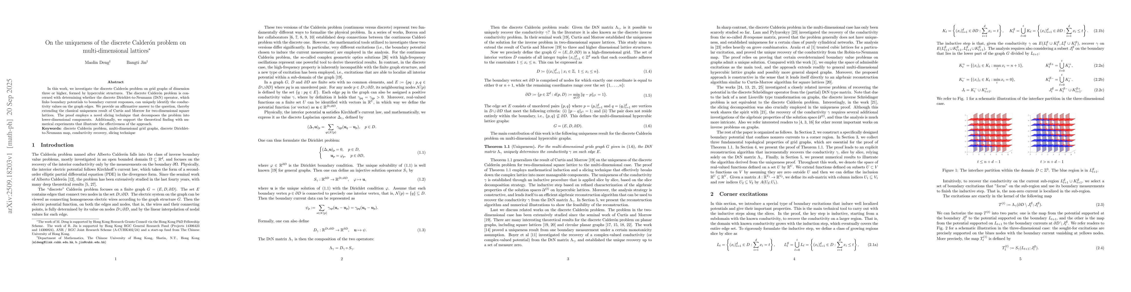 Thumbnail for On the uniqueness of the discrete Calderon problem on multi-dimensional
  lattices