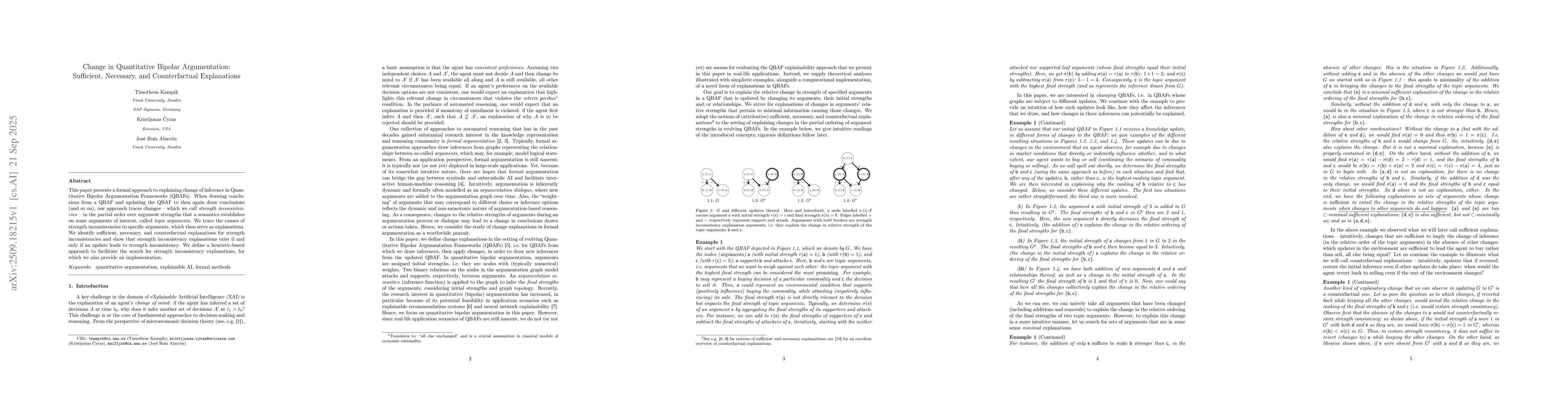 Thumbnail for Change in Quantitative Bipolar Argumentation: Sufficient, Necessary, and
  Counterfactual Explanations