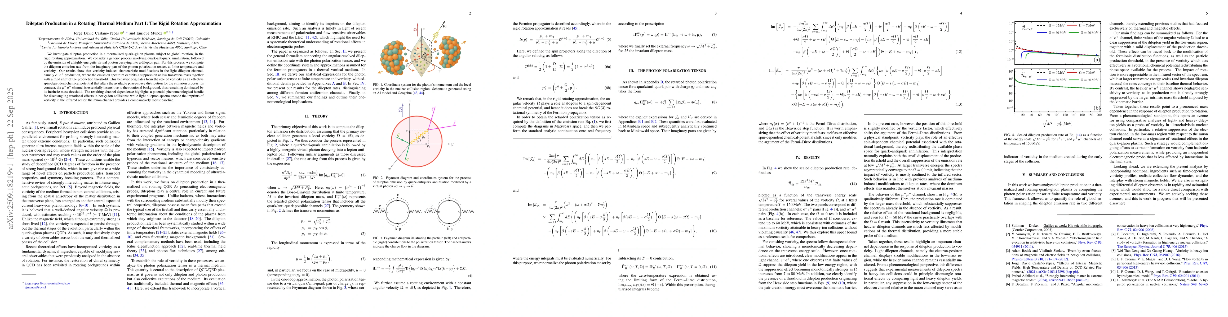 Thumbnail for Dilepton Production in a Rotating Thermal Medium Part I: The Rigid
  Rotation Approximation