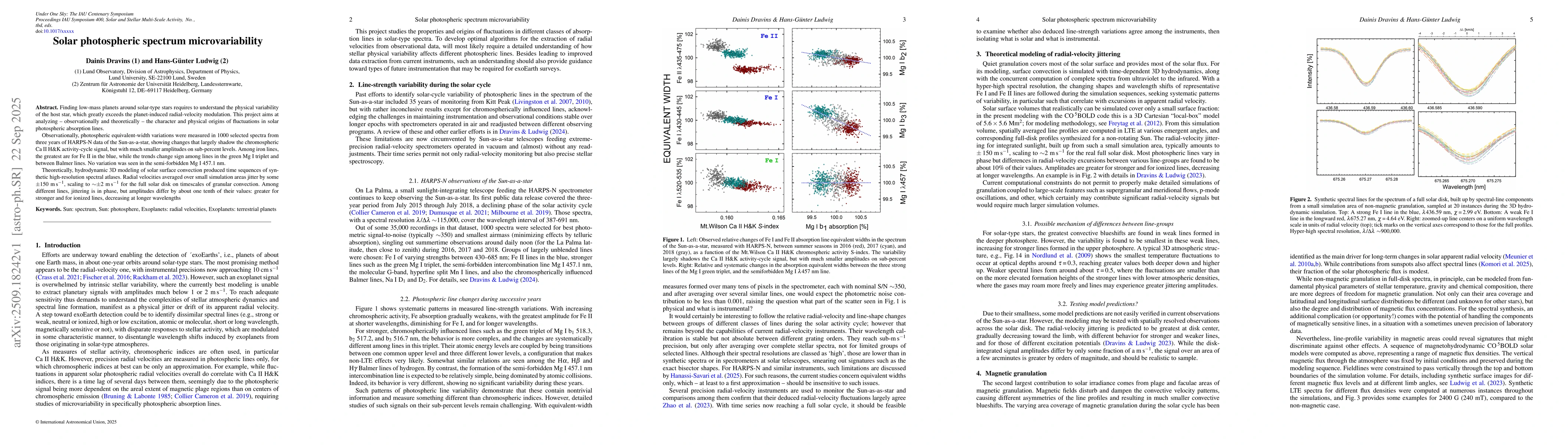 Thumbnail for Solar photospheric spectrum microvariability