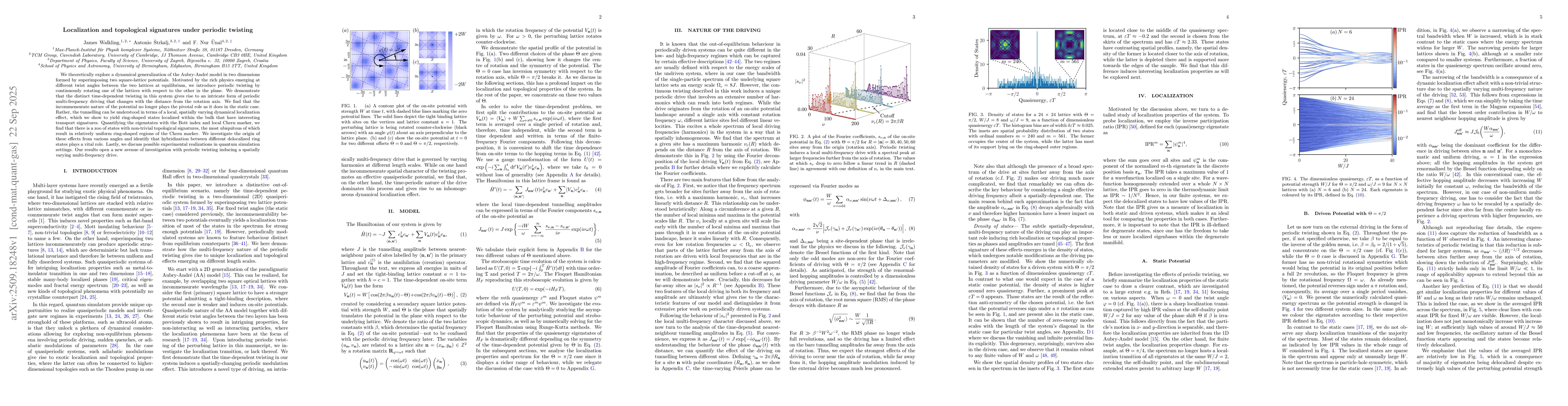 Thumbnail for Localization and topological signatures under periodic twisting