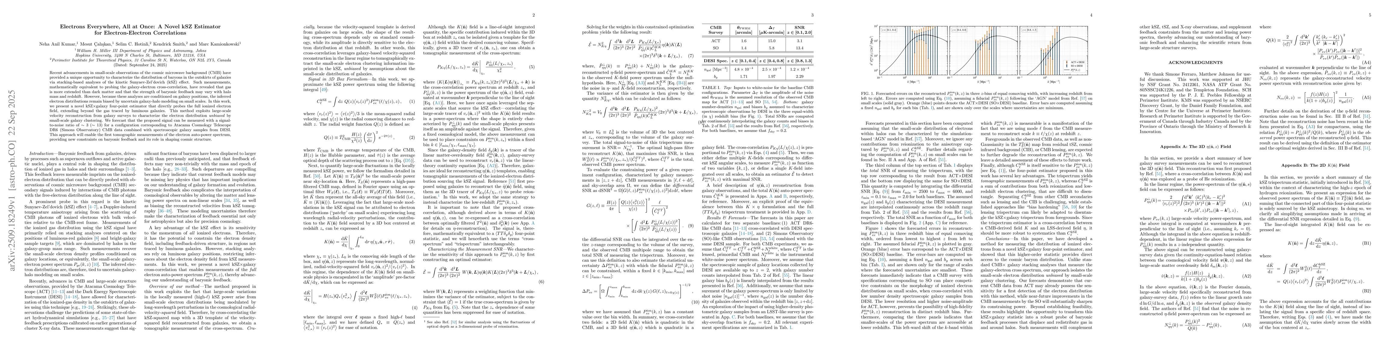 Thumbnail for Electrons Everywhere, All at Once: A Novel kSZ Estimator for
  Electron-Electron Correlations