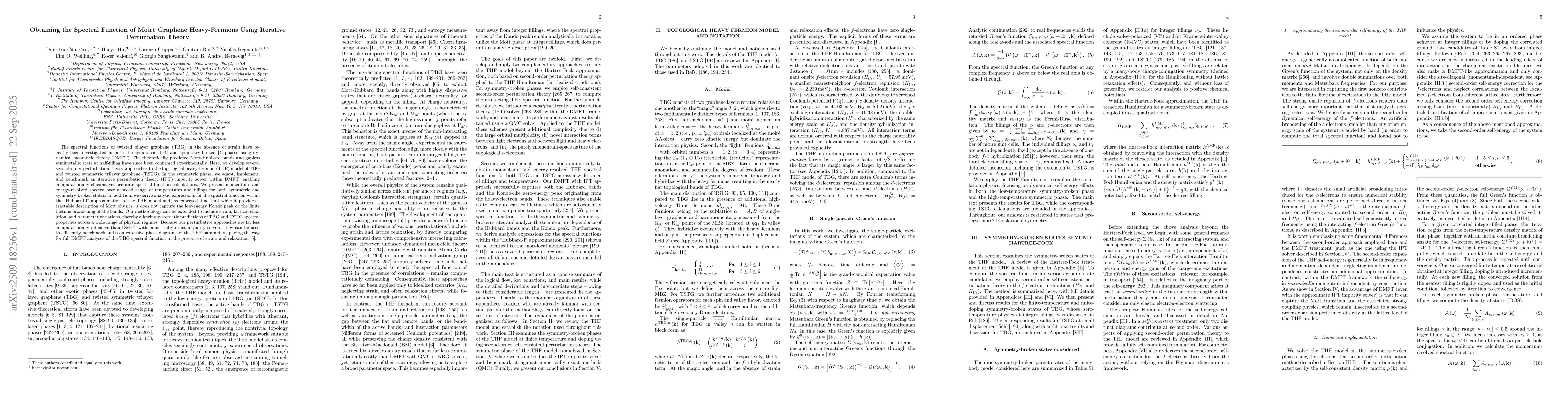 Thumbnail for Obtaining the Spectral Function of Moiré Graphene Heavy-Fermions Using
  Iterative Perturbation Theory