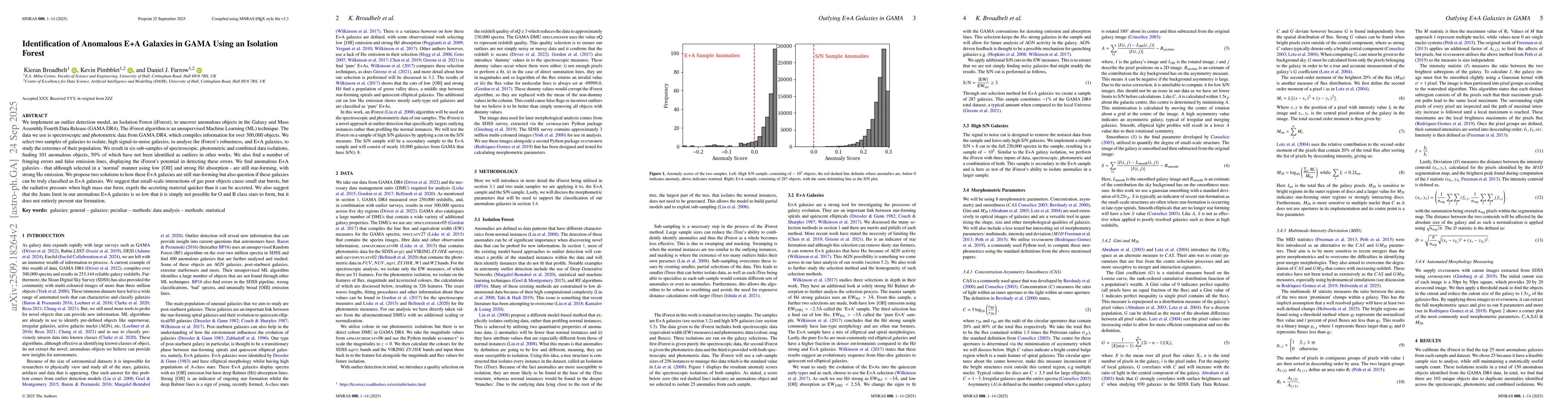 Thumbnail for Identification of Anomalous E+A Galaxies in GAMA Using an Isolation
  Forest