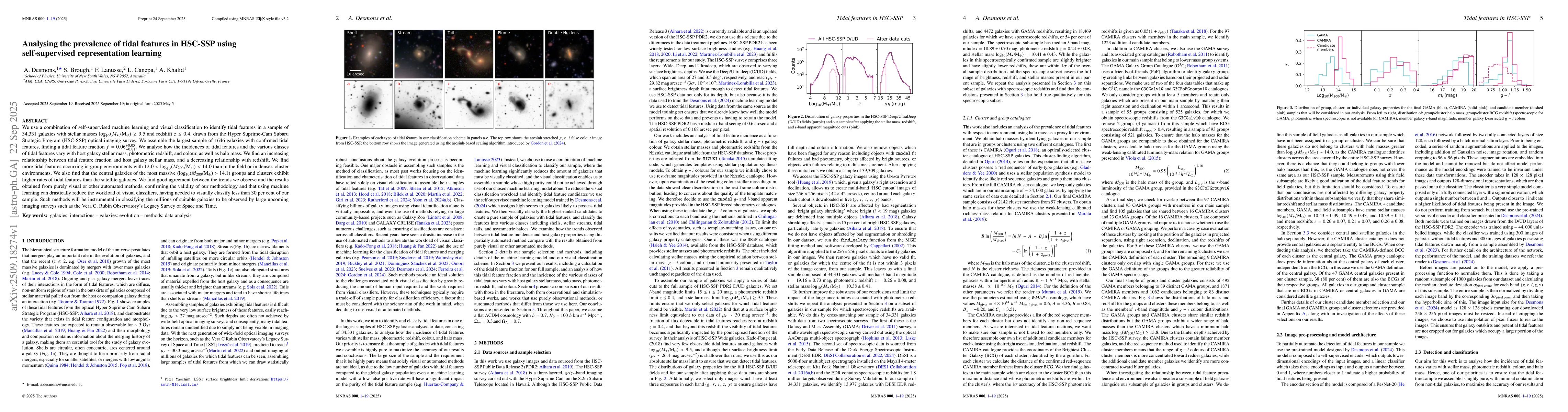 Thumbnail for Analysing the prevalence of tidal features in HSC-SSP using
  self-supervised representation learning