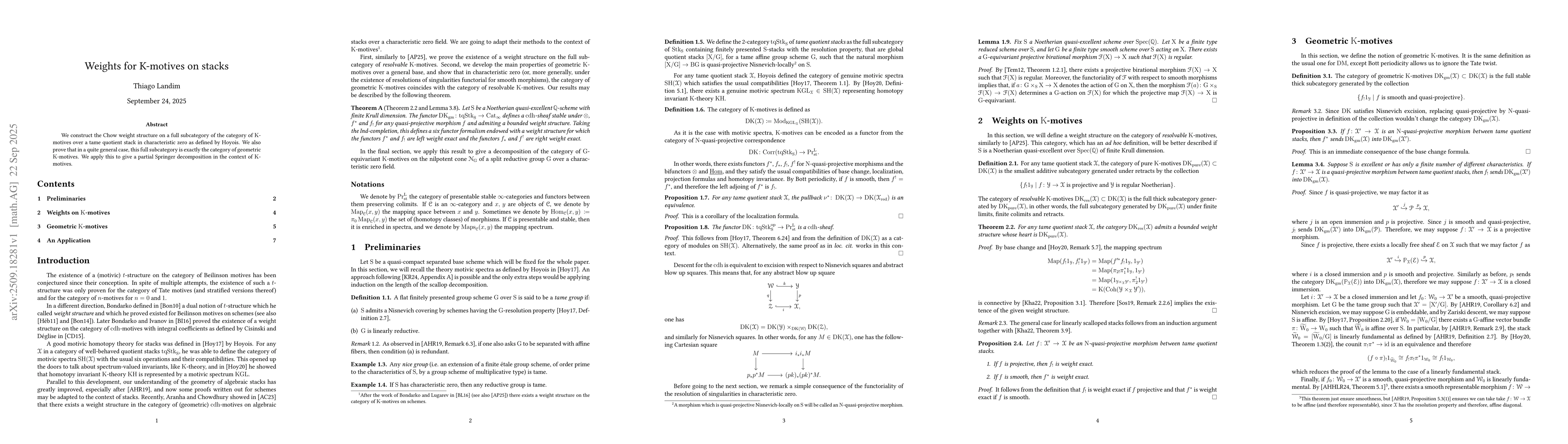 Thumbnail for Weights for $\mathrm{K}$-motives on stacks