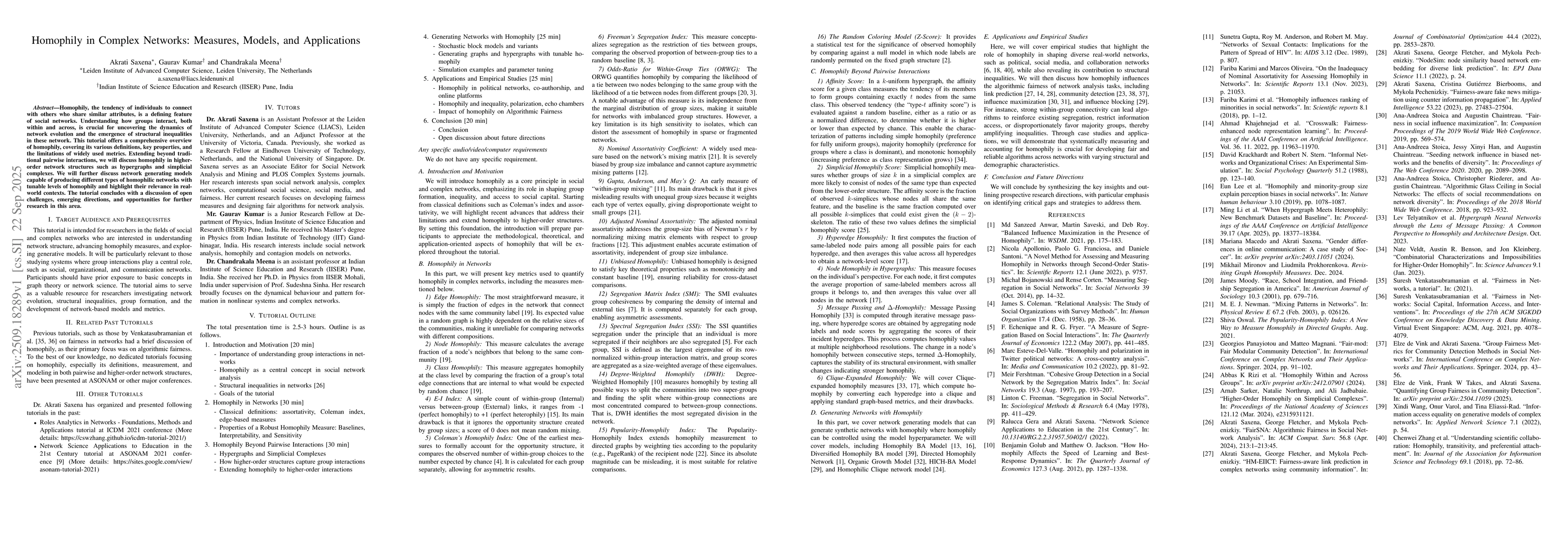 Thumbnail for Homophily in Complex Networks: Measures, Models, and Applications