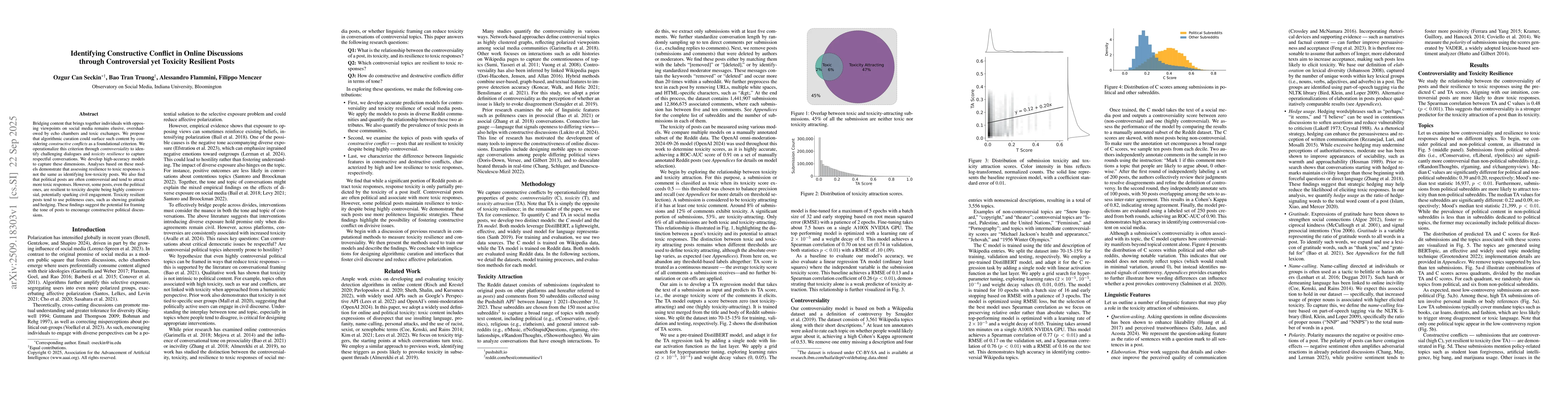 Thumbnail for Identifying Constructive Conflict in Online Discussions through
  Controversial yet Toxicity Resilient Posts