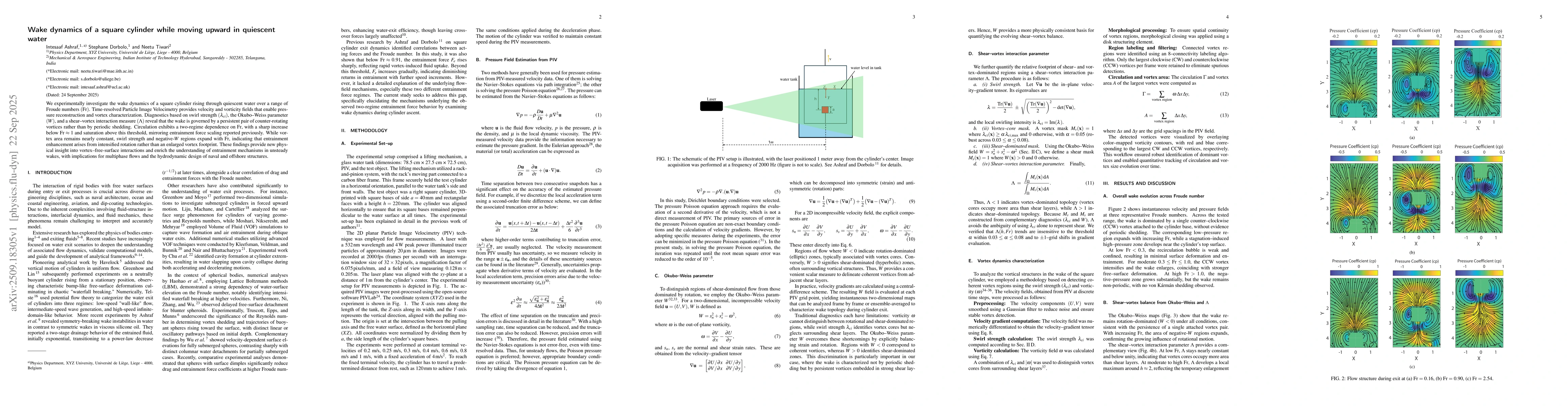 Thumbnail for Wake dynamics of a square cylinder while moving upward in quiescent
  water